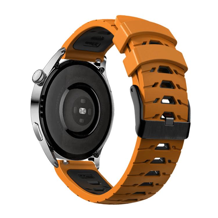 Kalebol 22mm Universal Three Row Holes Silicone Watch Band(Orange Black)