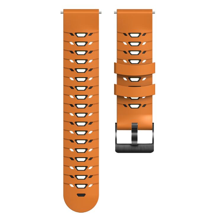 Kalebol 22mm Universal Three Row Holes Silicone Watch Band(Orange Black)