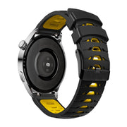 Kalebol 22mm Universal Three Row Holes Silicone Watch Band(Black Yellow)