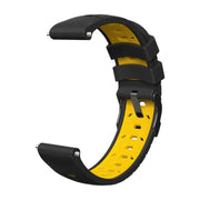Kalebol 22mm Universal Three Row Holes Silicone Watch Band(Black Yellow)