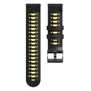 Kalebol 22mm Universal Three Row Holes Silicone Watch Band(Black Yellow)