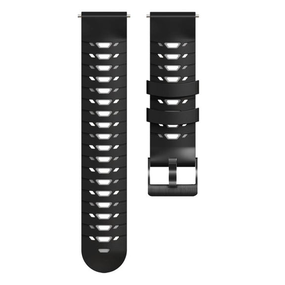 Kalebol 22mm Universal Three Row Holes Silicone Watch Band(Black Grey)