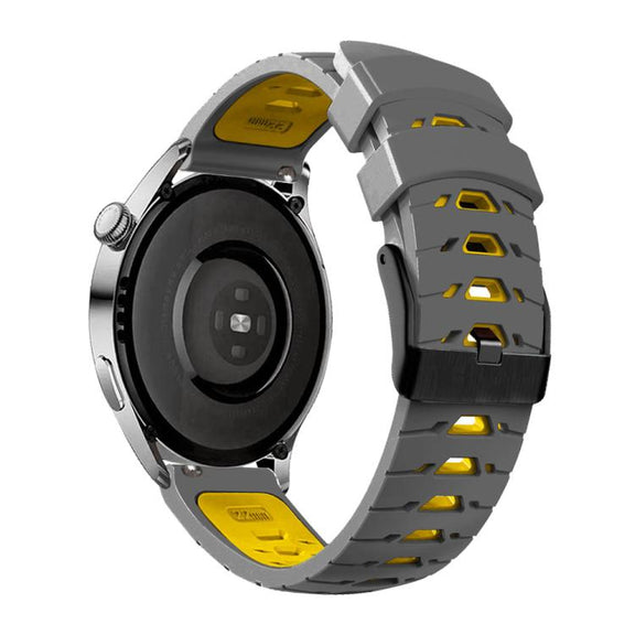 Kalebol 22mm Universal Three Row Holes Silicone Watch Band(Grey Yellow)
