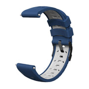 Kalebol 22mm Universal Three Row Holes Silicone Watch Band(Blue White)