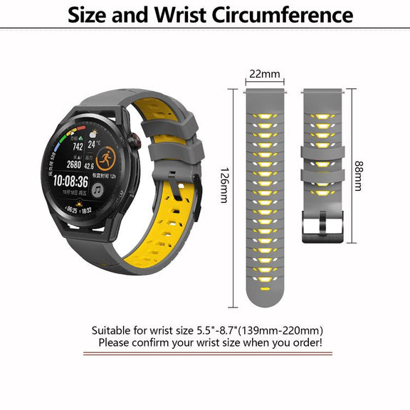Kalebol 22mm Universal Three Row Holes Silicone Watch Band(Orange Black)