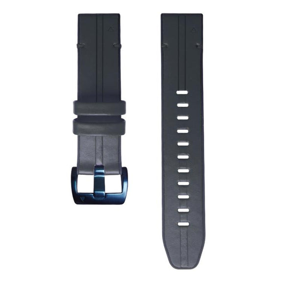 For Garmin QuickFit 22mm Kalebol Quick Release Silicone Leather Watch Band(Black)