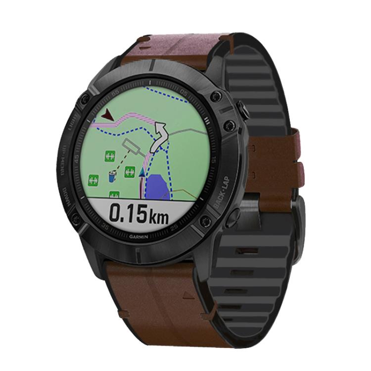 For Garmin QuickFit 22mm Kalebol Quick Release Silicone Leather Watch Band(Coffee) - free shipping - PMc TechLife - Order now!