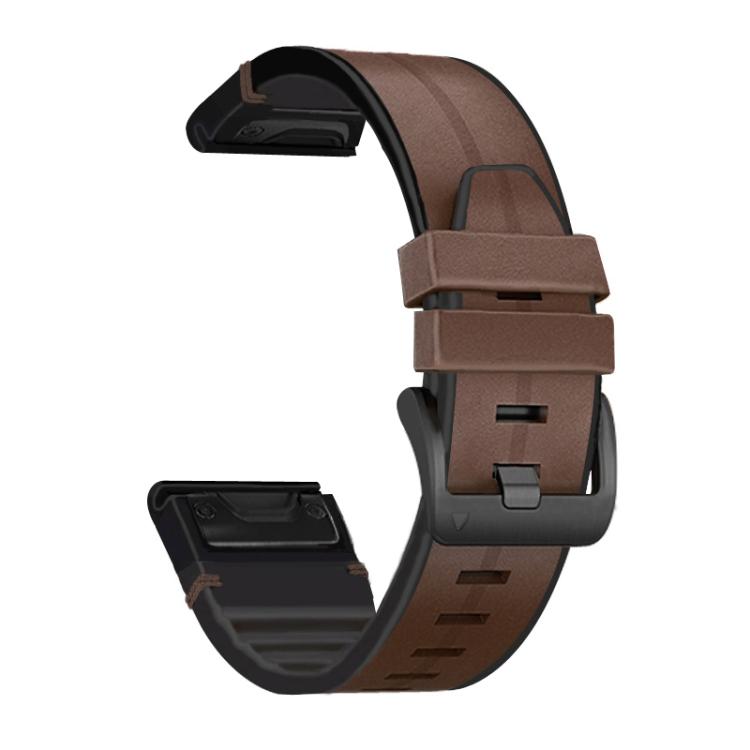 For Garmin QuickFit 22mm Kalebol Quick Release Silicone Leather Watch Band(Coffee) - free shipping - PMc TechLife - Order now!