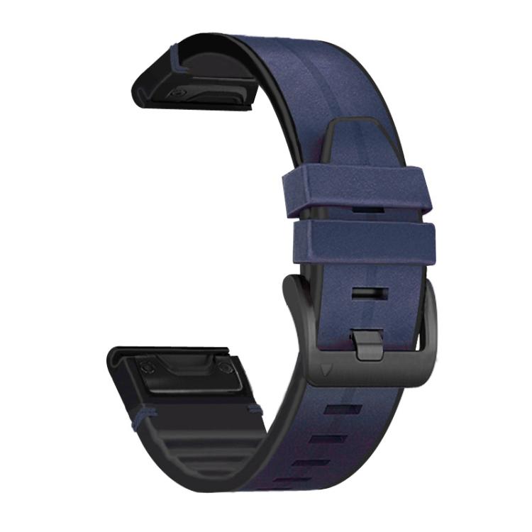 For Garmin QuickFit 22mm Kalebol Quick Release Silicone Leather Watch Band(Dark Blue) - free shipping - PMc TechLife - Order now!
