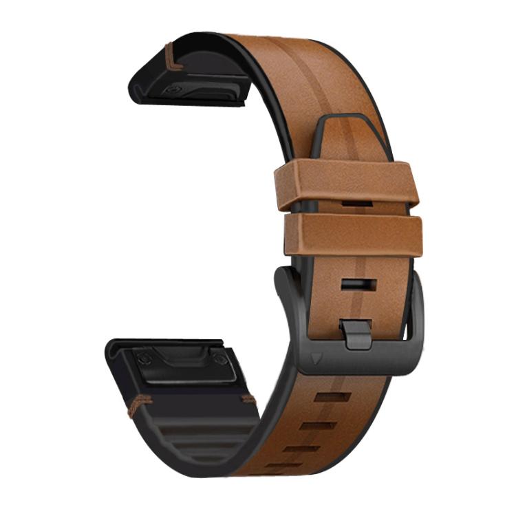 For Garmin QuickFit 22mm Kalebol Quick Release Silicone Leather Watch Band(Brown) - free shipping - PMc TechLife - Order now!