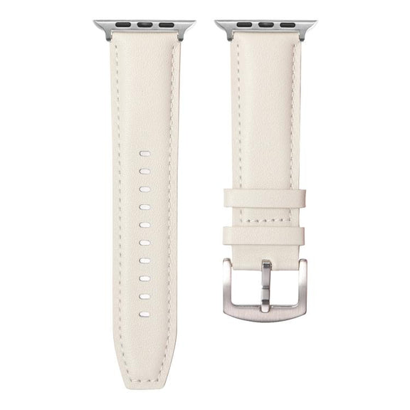 For Apple Watch 46mm / 49mm / 45mm / 44mm Kalebol Plain Genuine Leather Watch Band(White)
