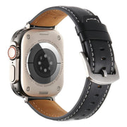 For Apple Watch 46mm / 49mm / 45mm / 44mm Kalebol Plain Genuine Leather Watch Band(Black)