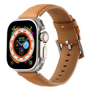 For Apple Watch 46mm / 49mm / 45mm / 44mm Kalebol Plain Genuine Leather Watch Band(Yellow Brown)
