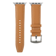 For Apple Watch 46mm / 49mm / 45mm / 44mm Kalebol Plain Genuine Leather Watch Band(Yellow Brown)