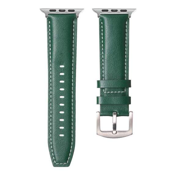 For Apple Watch 46mm / 49mm / 45mm / 44mm Kalebol Plain Genuine Leather Watch Band(Green)
