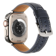 For Apple Watch 46mm / 49mm / 45mm / 44mm Kalebol Plain Genuine Leather Watch Band(Dark Blue)
