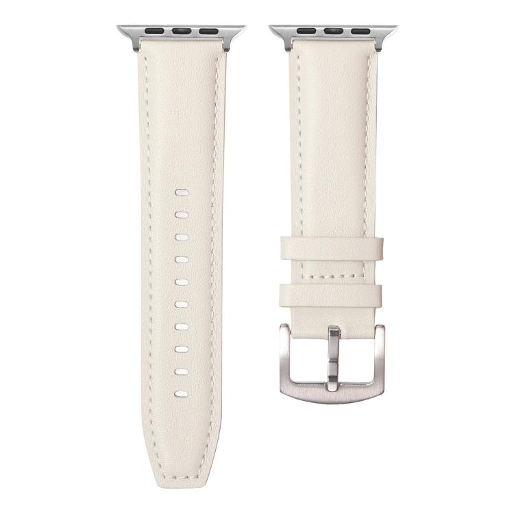 For Apple Watch 42mm / 41mm / 40mm / 38mm Kalebol Plain Genuine Leather Watch Band(White) - free shipping - PMc TechLife - Order now!