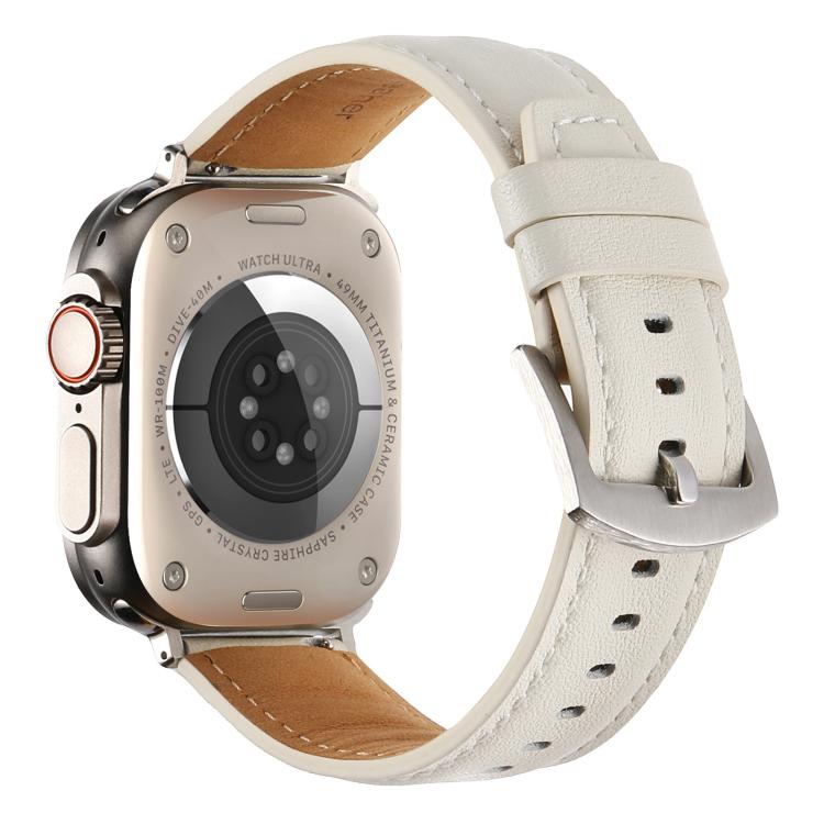 For Apple Watch 42mm / 41mm / 40mm / 38mm Kalebol Plain Genuine Leather Watch Band(White)