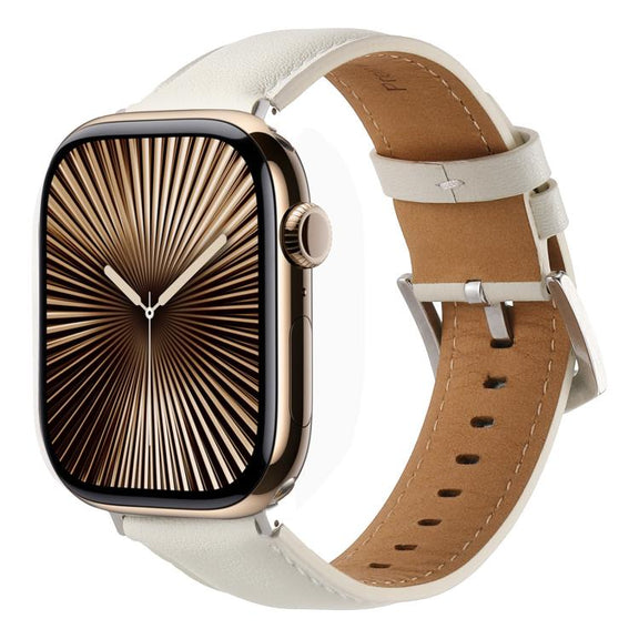For Apple Watch 42mm / 41mm / 40mm / 38mm Kalebol Plain Genuine Leather Watch Band(White)