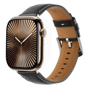 For Apple Watch 42mm / 41mm / 40mm / 38mm Kalebol Plain Genuine Leather Watch Band(Black)