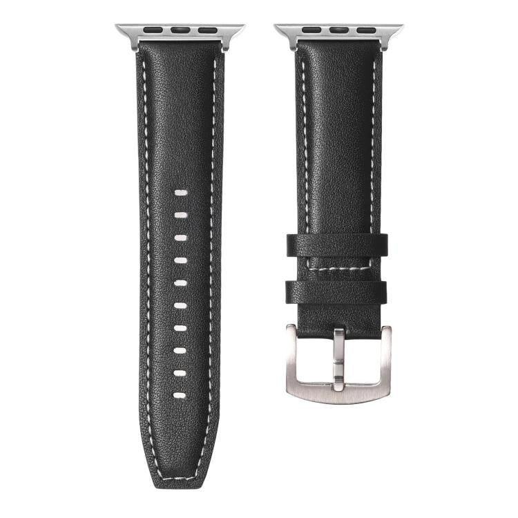 For Apple Watch 42mm / 41mm / 40mm / 38mm Kalebol Plain Genuine Leather Watch Band(Black)