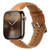 For Apple Watch 42mm / 41mm / 40mm / 38mm Kalebol Plain Genuine Leather Watch Band(Yellow Brown)