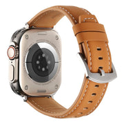 For Apple Watch 42mm / 41mm / 40mm / 38mm Kalebol Plain Genuine Leather Watch Band(Yellow Brown)