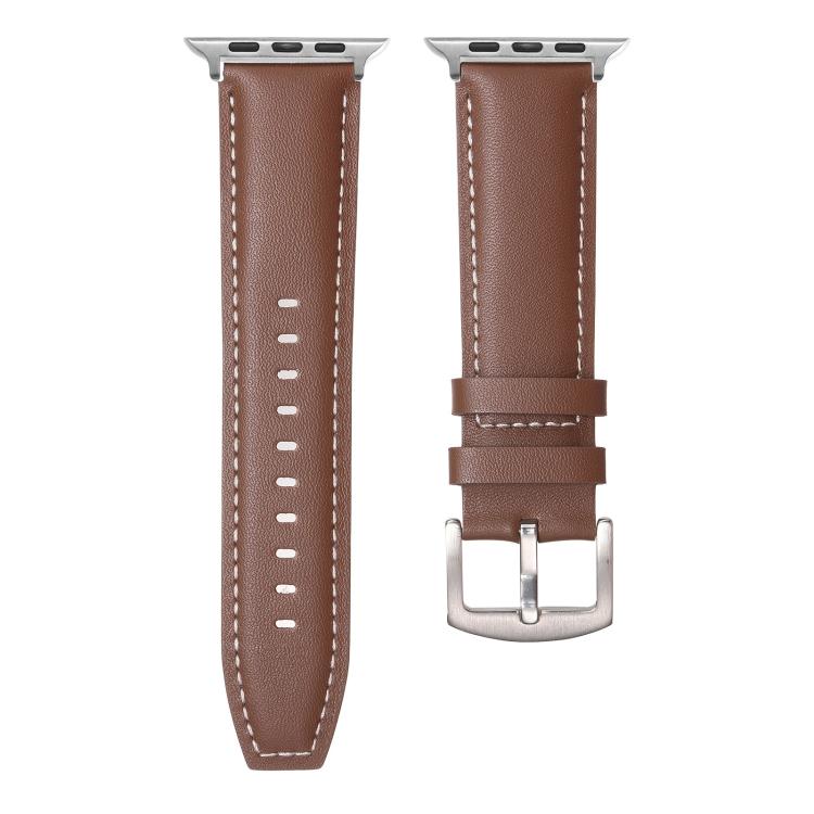 For Apple Watch 42mm / 41mm / 40mm / 38mm Kalebol Plain Genuine Leather Watch Band(Dark Brown) - free shipping - PMc TechLife - Order now!