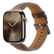 For Apple Watch 42mm / 41mm / 40mm / 38mm Kalebol Plain Genuine Leather Watch Band(Dark Brown)