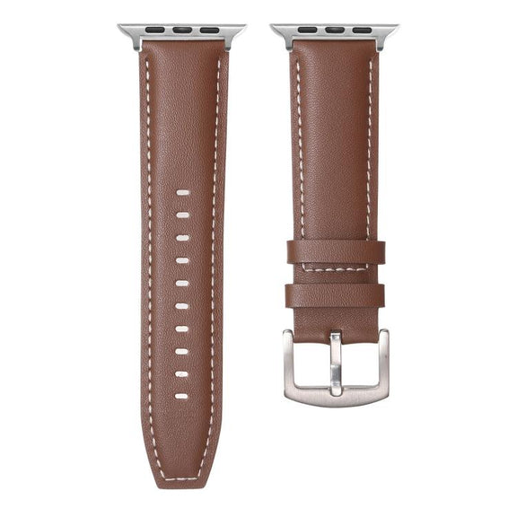 For Apple Watch 42mm / 41mm / 40mm / 38mm Kalebol Plain Genuine Leather Watch Band(Dark Brown)
