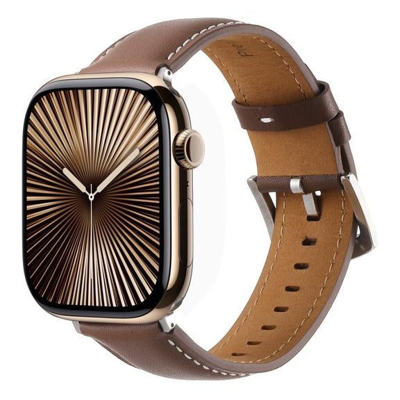 For Apple Watch 42mm / 41mm / 40mm / 38mm Kalebol Plain Genuine Leather Watch Band(Dark Brown)