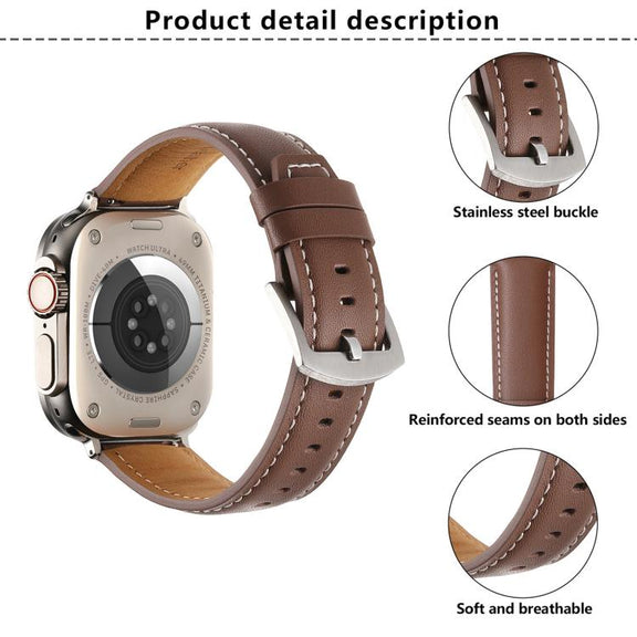 For Apple Watch 42mm / 41mm / 40mm / 38mm Kalebol Plain Genuine Leather Watch Band(Dark Brown)