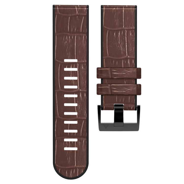 For Garmin QuickFit 22mm Kalebol Crocodile Texture Silicone Leather Watch Band(Coffee) - free shipping - PMc TechLife - Order now!