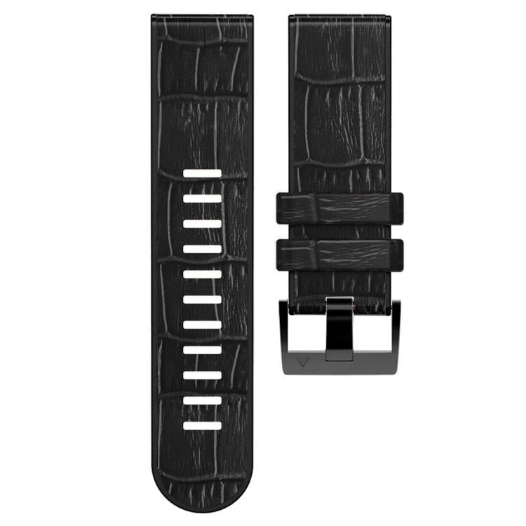 For Garmin QuickFit 26mm Kalebol Crocodile Texture Silicone Leather Watch Band(Black) - free shipping - PMc TechLife - Order now!