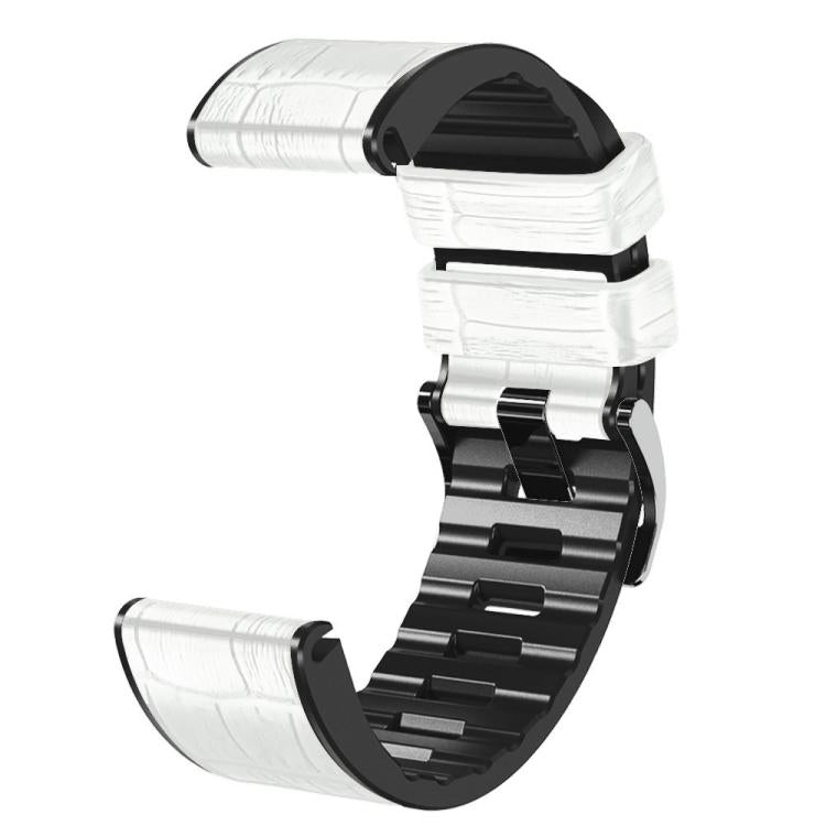 For Garmin QuickFit 26mm Kalebol Crocodile Texture Silicone Leather Watch Band(White) - free shipping - PMc TechLife - Order now!