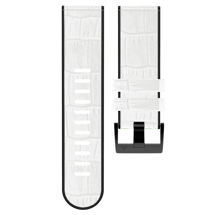 For Garmin QuickFit 26mm Kalebol Crocodile Texture Silicone Leather Watch Band(White) - free shipping - PMc TechLife - Order now!