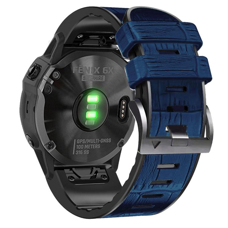 For Garmin QuickFit 26mm Kalebol Crocodile Texture Silicone Leather Watch Band(Dark Blue) - free shipping - PMc TechLife - Order now!