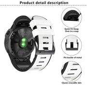 For Garmin QuickFit 22mm Kalebol Crocodile Texture Silicone Leather Watch Band(Black)