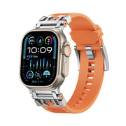 For Apple Watch 46mm / 49mm / 45mm / 44mm Kalebol Armor TPU Watch Band(Silver Orange)