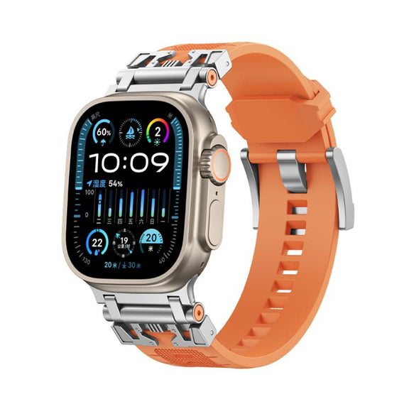 For Apple Watch 46mm / 49mm / 45mm / 44mm Kalebol Armor TPU Watch Band(Silver Orange)