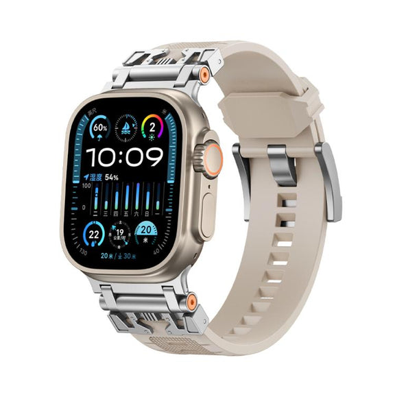 For Apple Watch 46mm / 49mm / 45mm / 44mm Kalebol Armor TPU Watch Band(Silver Starlight)