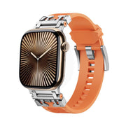 For Apple Watch 42mm / 41mm / 40mm / 38mm Kalebol Armor TPU Watch Band(Silver Orange)