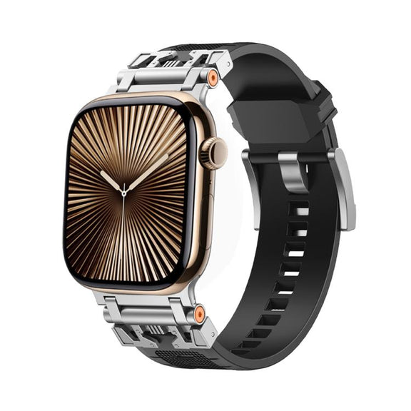 For Apple Watch 42mm / 41mm / 40mm / 38mm Kalebol Armor TPU Watch Band(Silver Black)