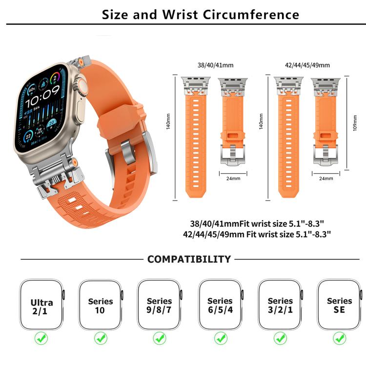 For Apple Watch 46mm / 49mm / 45mm / 44mm Kalebol Armor TPU Watch Band(Silver Orange)