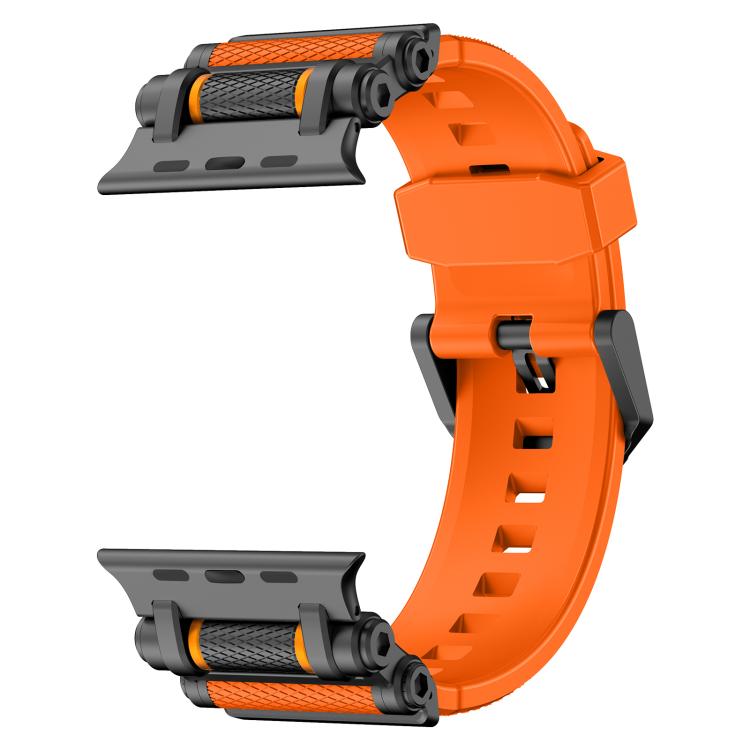 For Apple Watch 46mm / 49mm / 45mm / 44mm Armor Gear Silicone Watch Band(Black Orange)