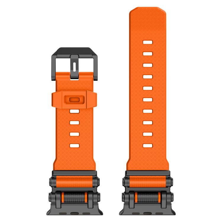 For Apple Watch 46mm / 49mm / 45mm / 44mm Armor Gear Silicone Watch Band(Black Orange)