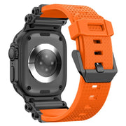For Apple Watch 46mm / 49mm / 45mm / 44mm Armor Gear Silicone Watch Band(Black Orange)