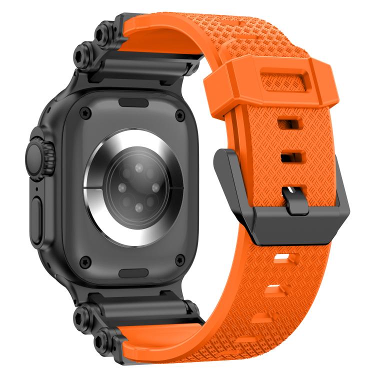 For Apple Watch 46mm / 49mm / 45mm / 44mm Armor Gear Silicone Watch Band(Black Orange)