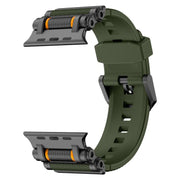 For Apple Watch 46mm / 49mm / 45mm / 44mm Armor Gear Silicone Watch Band(Black Green)