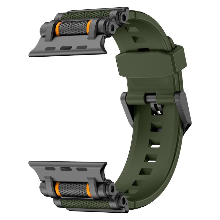 For Apple Watch 46mm / 49mm / 45mm / 44mm Armor Gear Silicone Watch Band(Black Green)